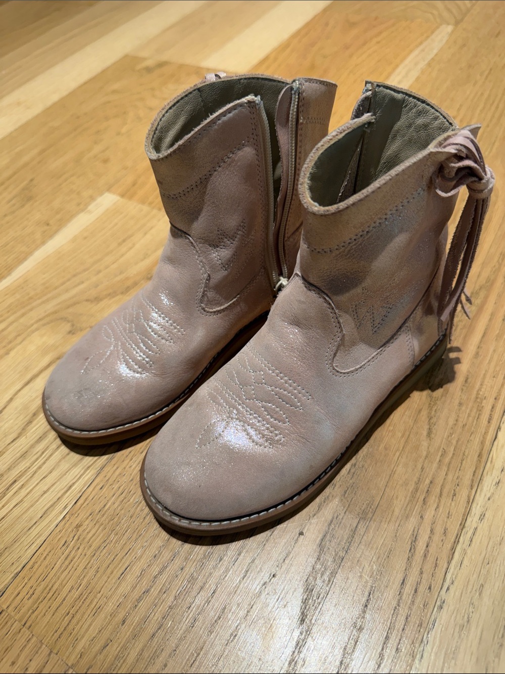 Elephantito Blush Pink Girls' Western Ankle Boots with Side Zip